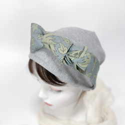 ❤︎美麗的瀏海和頭巾式帽子❤︎ 2 件 可拆卸瀏海，石南灰 ✖️ William Morris 圖案護理帽 第5張的照片