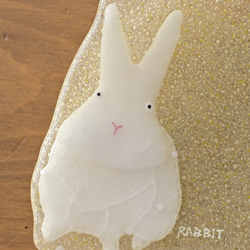 【ガラス】動物小皿2 白ウサギ 黄色 3枚目の画像