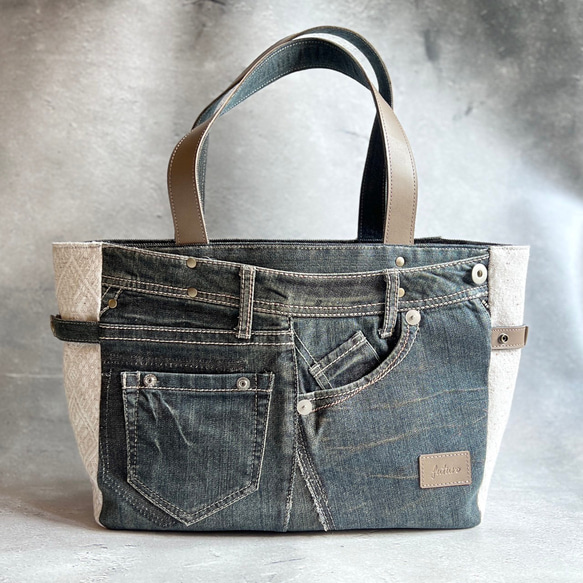 デニムリメイクバッグ＊Chez Denim シェデニム Lサイズ③