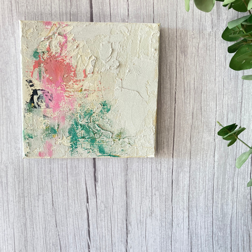 モダンアート 現代アート テクスチャーアート ピンクとグリーン 絵画