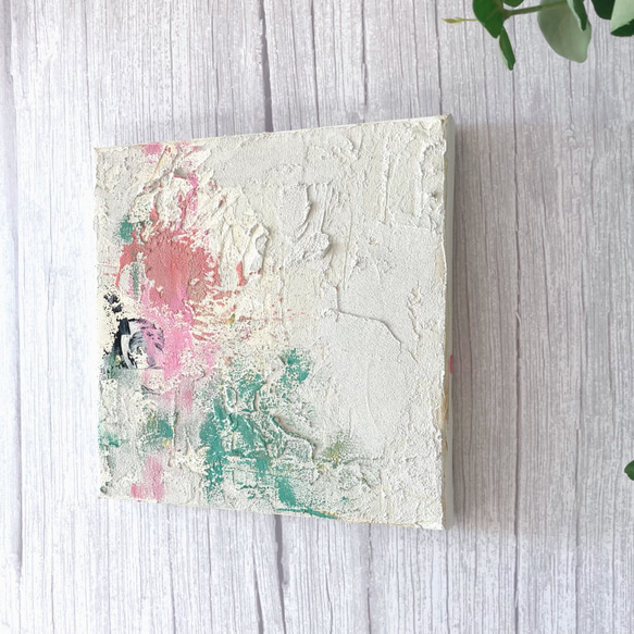 モダンアート 現代アート テクスチャーアート ピンクとグリーン 絵画