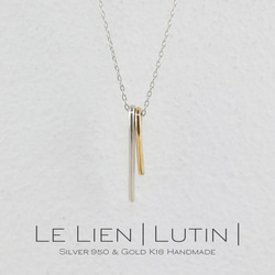 【K18 silverネックレス】lutin シルバー K18 ネックレス 二つ 揺れる 華奢 プチ 可愛い 毎日使い 1枚目の画像
