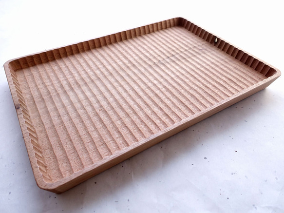 我谷盆 胡桃 30×21×2.5cm ナチュラル お盆 トレイ 木地盆 折敷 5cm