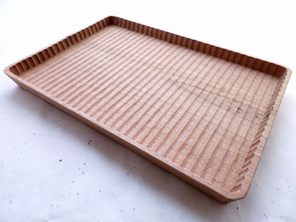 我谷盆 胡桃 30×21×2.5cm ナチュラル お盆 トレイ 木地盆 折敷 5cm