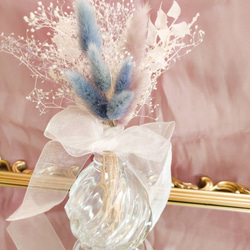 プリザーブドフラワーインテリア ミディアムブーケ 花瓶付き マジカルウォーター 有無 ハートの花瓶 4枚目の画像