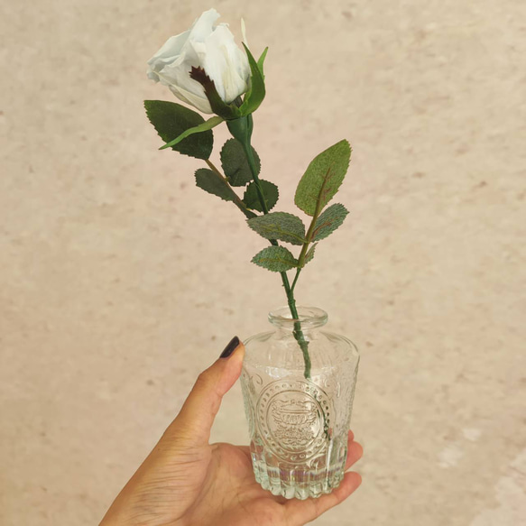 プリザーブドフラワーインテリア ミディアムブーケ 花瓶付き マジカルウォーター 有無 ハートの花瓶 8枚目の画像