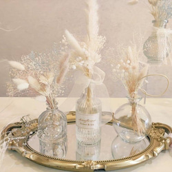 プリザーブドフラワーインテリア ミディアムブーケ 花瓶付き マジカルウォーター 有無 ハートの花瓶 2枚目の画像