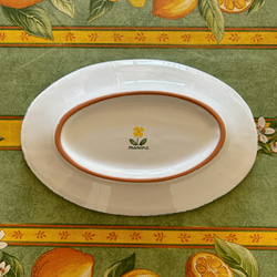 マヨリカ焼きオーバル皿M(レモンと花)グリーン 4枚目の画像