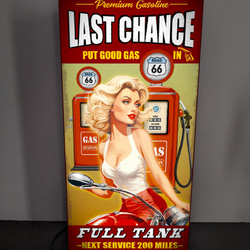 ガソリン バイク ピンナップガール ガソリンスタンド サービスステーション ランプ 看板 置物 雑貨 ライトBOX 2枚目の画像