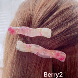 春色のヘアクリップ　2個セット　グラデーションピンク　送料無料 3枚目の画像