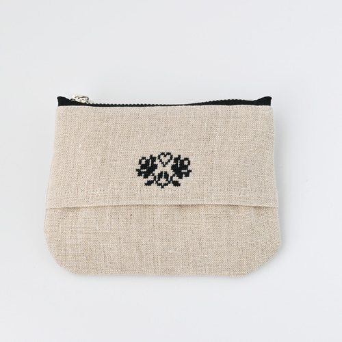 猫シルエットのリネン2WAYポーチ｜ティッシュケース＆ポーチ ポーチ