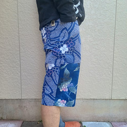 浴衣地デカポケットショートパンツ(紫陽花) 2枚目の画像