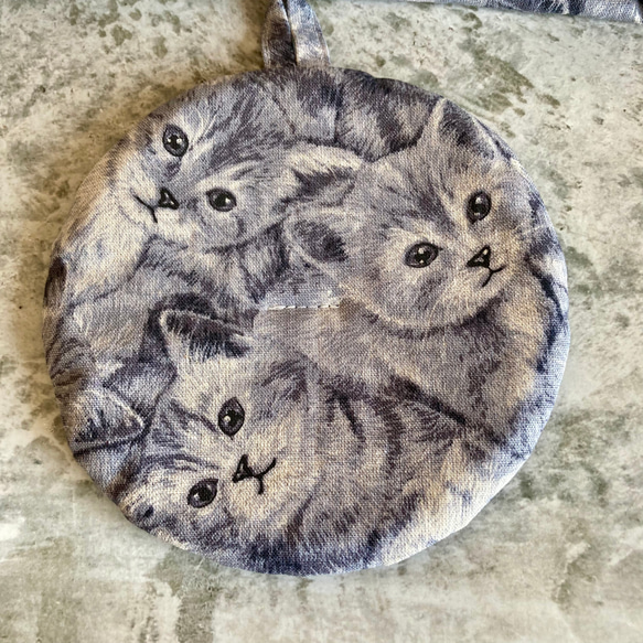 ティーポットカバーセット猫 ブルー 4枚目の画像