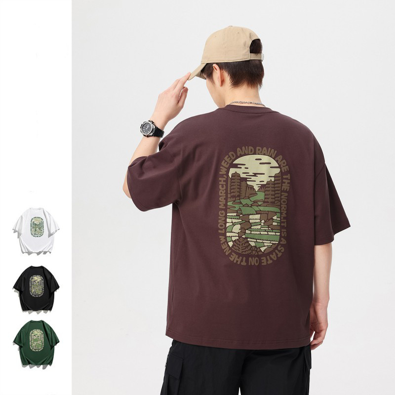 夏の新作メンズリゾート半袖コットンTシャツゆったりカジュアル W302