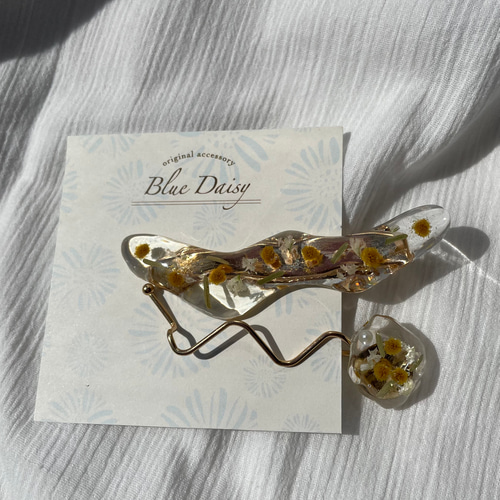 ☆*:.。. ヘアクリップ ♡ ミモザ .。.:*☆ ミモザ ヘアクリップset ヘアクリップ・バナナクリップ Blue