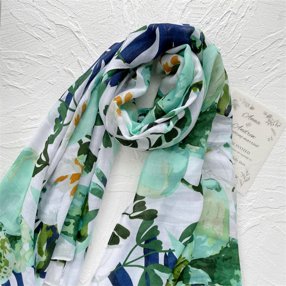 ＜母の日ギフト＞綿麻 春 夏 秋 冷房対策 紫外線対策 ガーゼ ストール ショール スカーフ 2枚目の画像