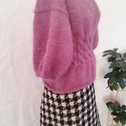 【1日後発送】フェミニンセーター／若紫色の七分袖手編セーター 5枚目の画像