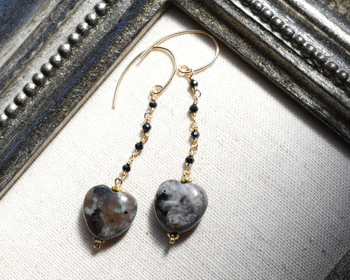 skygray❤️ 14kgfピアス 14kgf グレイッシュハートのピアス（ユーパライト） ピアス