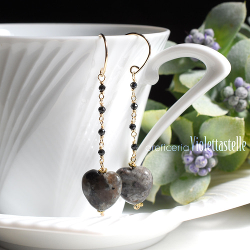 14kgf グレイッシュハートのピアス（ユーパライト） ピアス