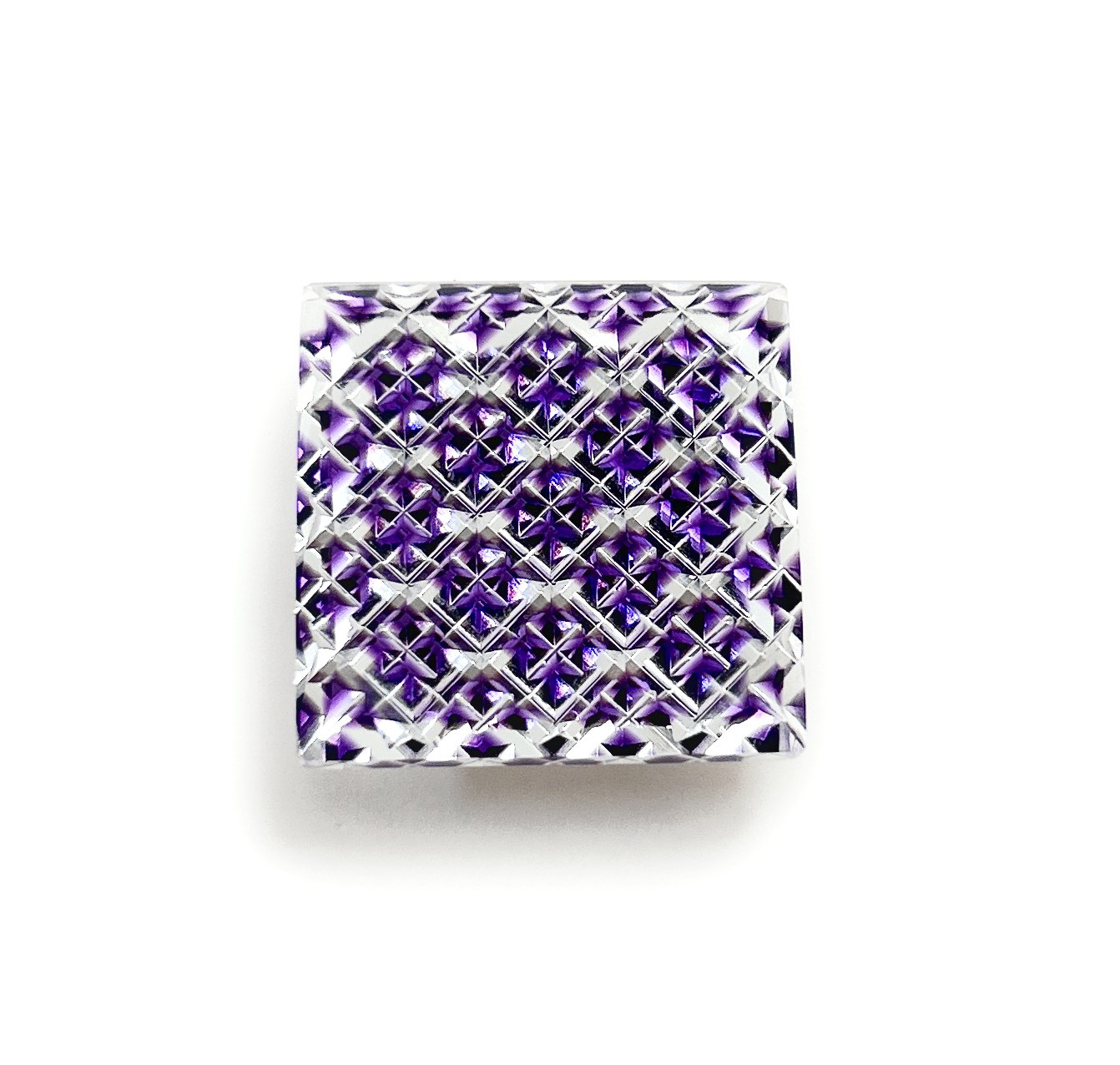 東京切子帯留め　Reflection　矢来　紫