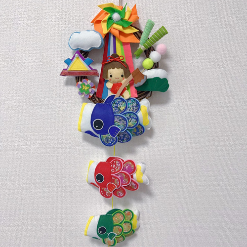 鯉のぼり 飾り 子どもの日 端午の節句 フェルトリース 雑貨
