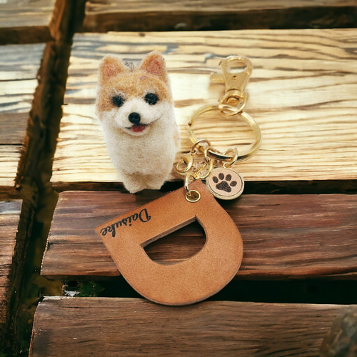 羊毛フェルトオーダーわんちゃんネーム入りキーホルダー☆ハンドメイド