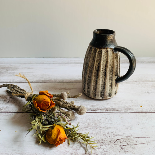 ヴィンテージ調一輪挿し（ドライフラワー付き） 一輪挿し・花瓶・花器