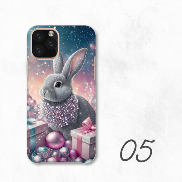 禮物兔粉紅珍珠可愛智慧型手機保護殼相容於所有型號後背硬殼 NLFT-HARD-a210 第7張的照片