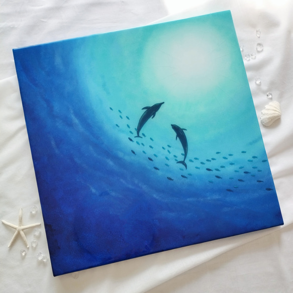 導く光（40×40cm）海レジン オーシャンアート レジンアート 3枚目の画像