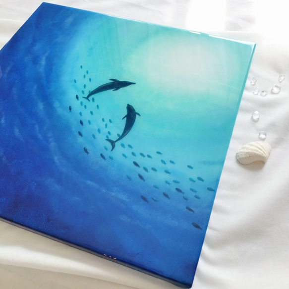 導く光（40×40cm）海レジン オーシャンアート レジンアート 2枚目の画像