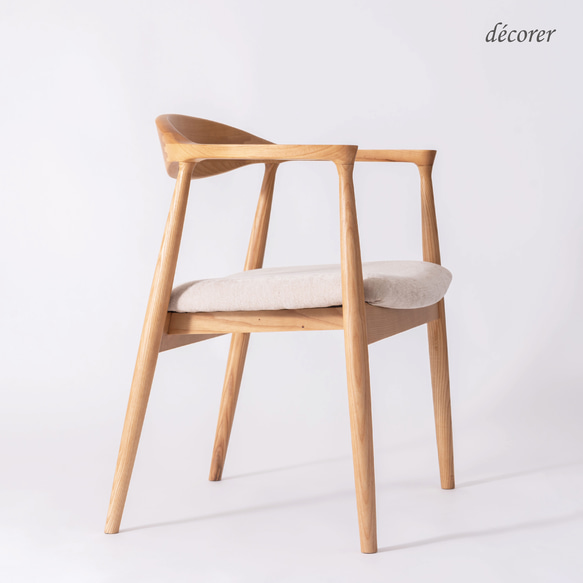 アッシュ材のアームチェア 【 ナチュラル : 座面2色 】北欧 スタイル 木製 無垢 ダイニング デスク チェア 椅子 10枚目の画像