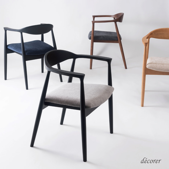 アッシュ材のアームチェア 【 ナチュラル : 座面2色 】北欧 スタイル 木製 無垢 ダイニング デスク チェア 椅子 ナチュラル 本体 座面 木製 ダイニング チェア 椅子 の場合 ライトグレー ベージュ ↓↓↓ の商品ページはこちら シンプル