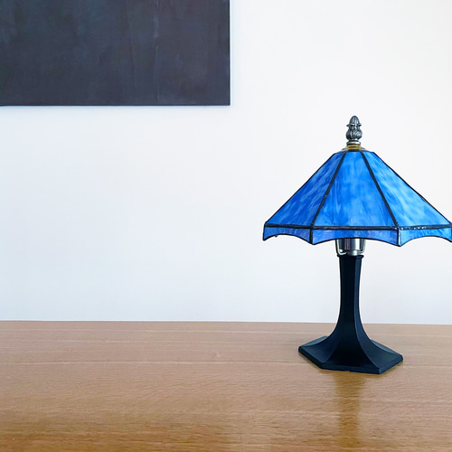 送料無料】ステンドグラス ナイトランプ（ブルーパープル） オール