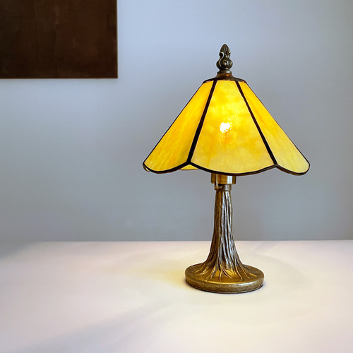 送料無料】ステンドグラス ナイトランプ（ムーンイエロー） オール