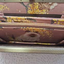 『猫のお財布』ミモザ♡可愛い猫さんの　長財布　直線口金　ピンク系 6枚目の画像