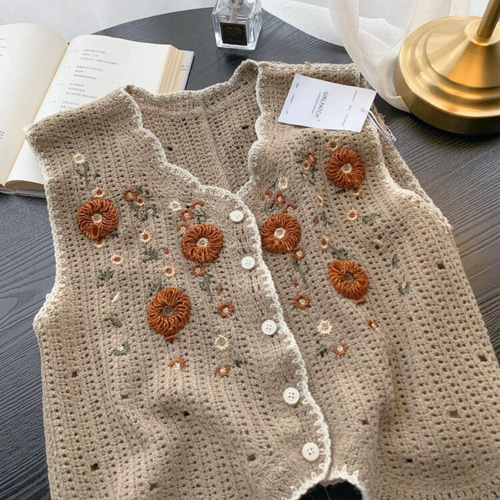 レディース ニット 春 ノースリーブ シンプル 毛糸 スーパーウォッシュ