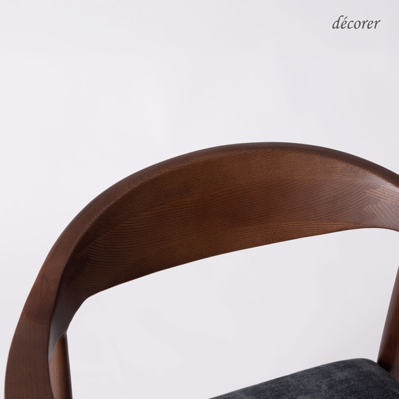 アッシュ材のアームチェア 【 ブラウン : 座面2色 】北欧 スタイル 木製 無垢 ダイニング デスク チェア 椅子 12枚目の画像