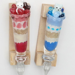 小島実 作家もの ガラスペン イチゴプリンパフェ インク付き ミノル硝子工房 小島実 作家もの ガラスペン イチゴプリンパフェ インク付き