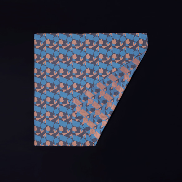京の錦織　光峯錦織工房　錦織スカーフ　ORUORUシリーズ　ブルーオレンジブラック 1枚目の画像