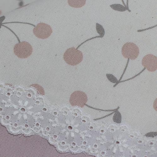 大きめレッスンバッグ『さくらんぼ・レース♥くすみピンク』k2557