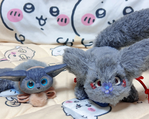 うずら　作家　アートドール　ぬいぐるみ　 フェネック フェネックケモノ 親子 アートドール ぬいぐるみ ケモノの子 通販
