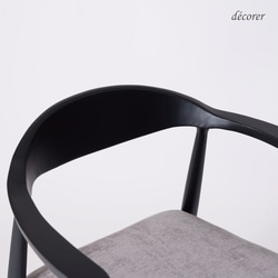 アッシュ材のアームチェア 【 ブラック : 座面2色 】北欧 スタイル 木製 無垢 ダイニング デスク チェア 椅子 8枚目の画像