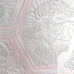 蜀江に向かい鶴 作り帯付け帯 振袖用祝い帯 シルバー×ピンク 6枚目の画像