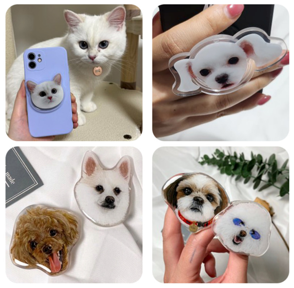 オーダーメイドグッズ お好きな写真で作れるオリジナル アクリル スマホグリップ スマホスタンド 子供 愛犬 ギフトオーナ 6枚目の画像