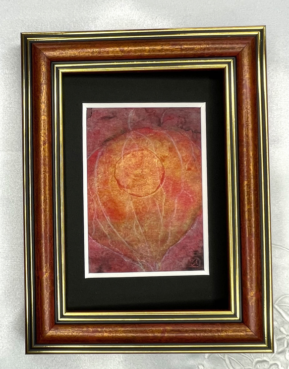原画 ほおずき 日本画 art 和紙 アート パネル 鬼灯 酸漿