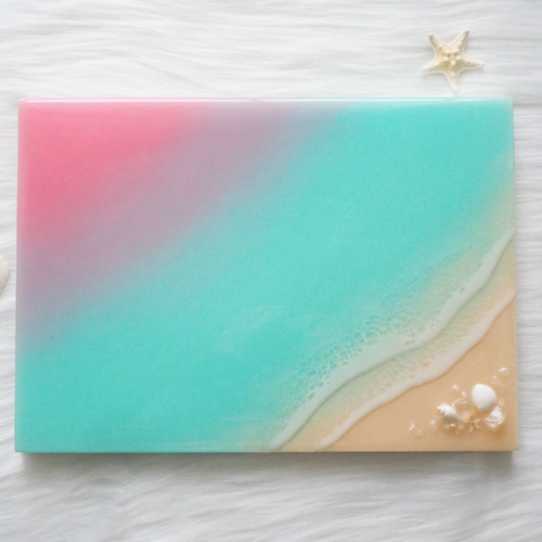 レジンアート　BIGパネル　マジックアワーの海♡ オーシャンアート　海アート Magic hour 03（30×21cm）海レジン オーシャンアート レジン