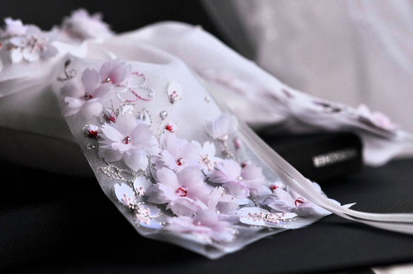 【新作　ラッピング無料】舞姫さくら　オートクチュール刺繡リングピロー 4枚目の画像