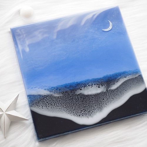 アウトレット40％OFF】月夜の海 02（23×23cm）海レジン