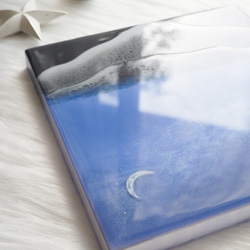 月夜の海 02（23×23cm）海レジン オーシャンアート レジンアート 7枚目の画像