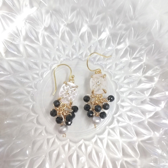 【silver925】18kgp black spinel pierce/earing 5枚目の画像